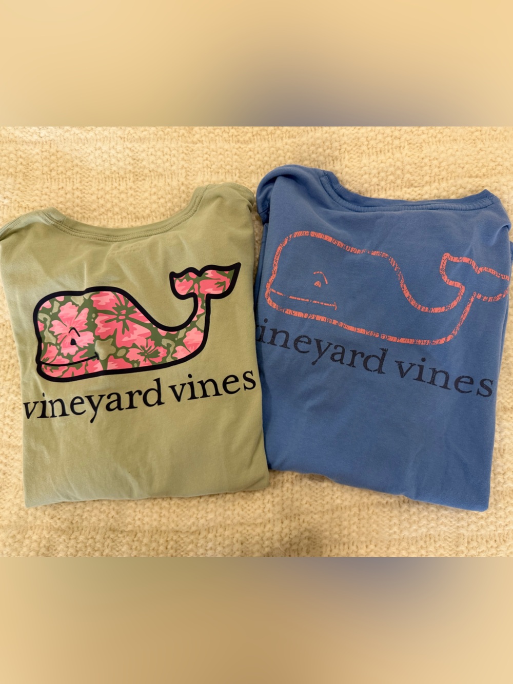 Vineyard Vines Floral Whale Tee Set - Olive Green & Slate Blue